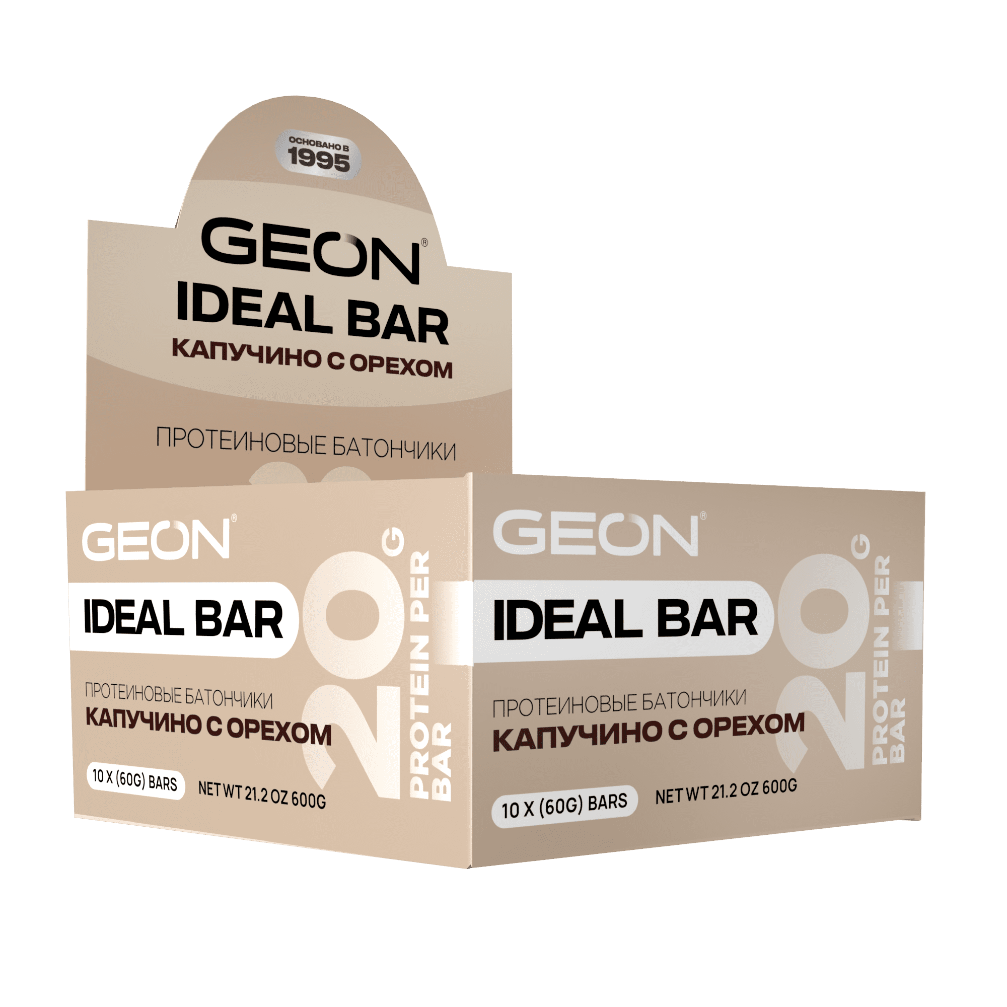 Протеиновые батончики GEON IDEALBAR  Капучино с орехом, 33% белка (60г х 10шт.)