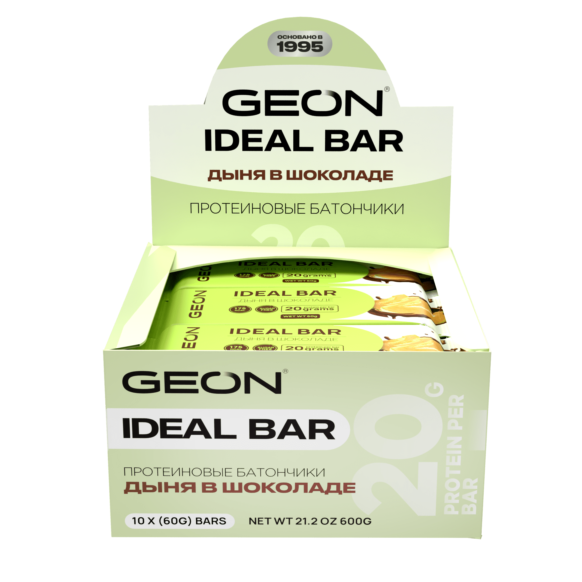 Протеиновые батончики GEON IDEALBAR  Дыня в шоколаде, 33% белка (60г х 10шт.)